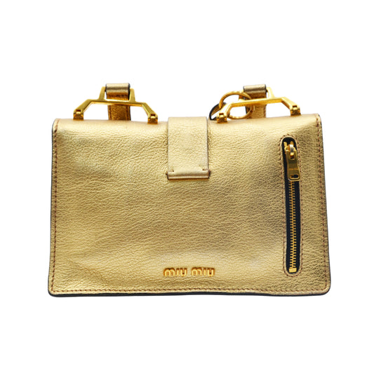 Bolsa Miu Miu Gold Sheepskin Shoulder Bag