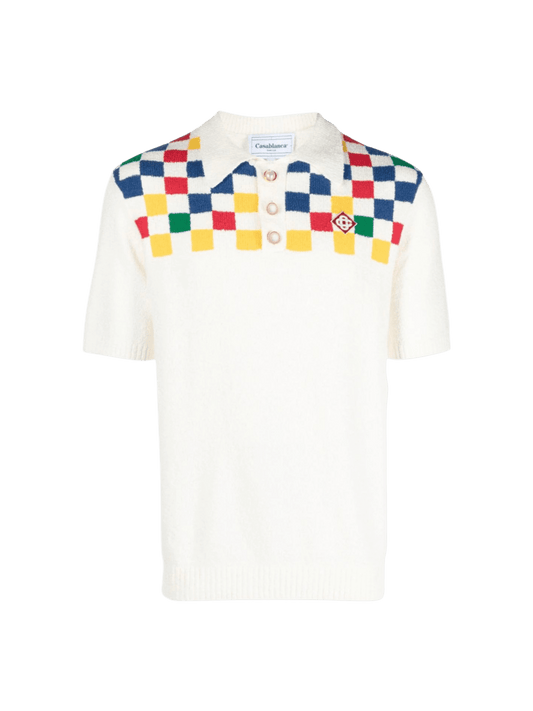 Camisa check panel polo Crochet