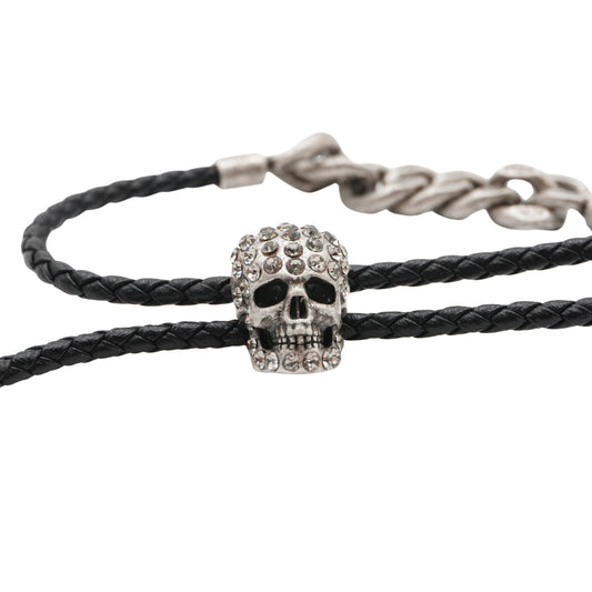 Pulsera Alexander McQueen Twin Skull Braided Leather