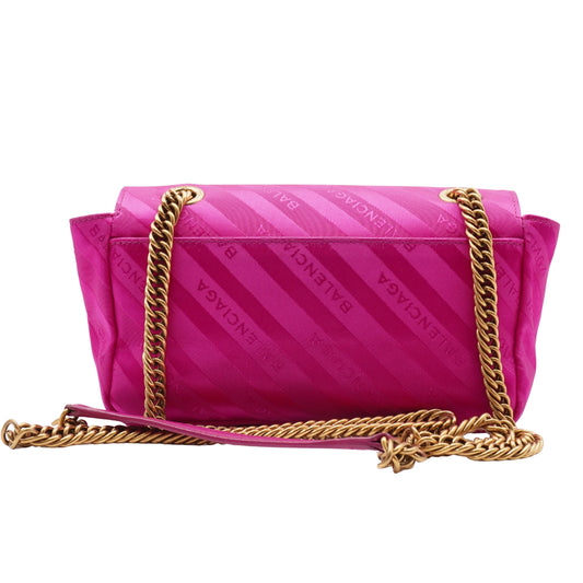 Bolsa Balenciaga Satin Jacquard BB S Round Chain Rosa