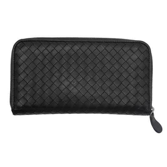 Cartera Bottega Veneta Intrecciato Zip Around Black