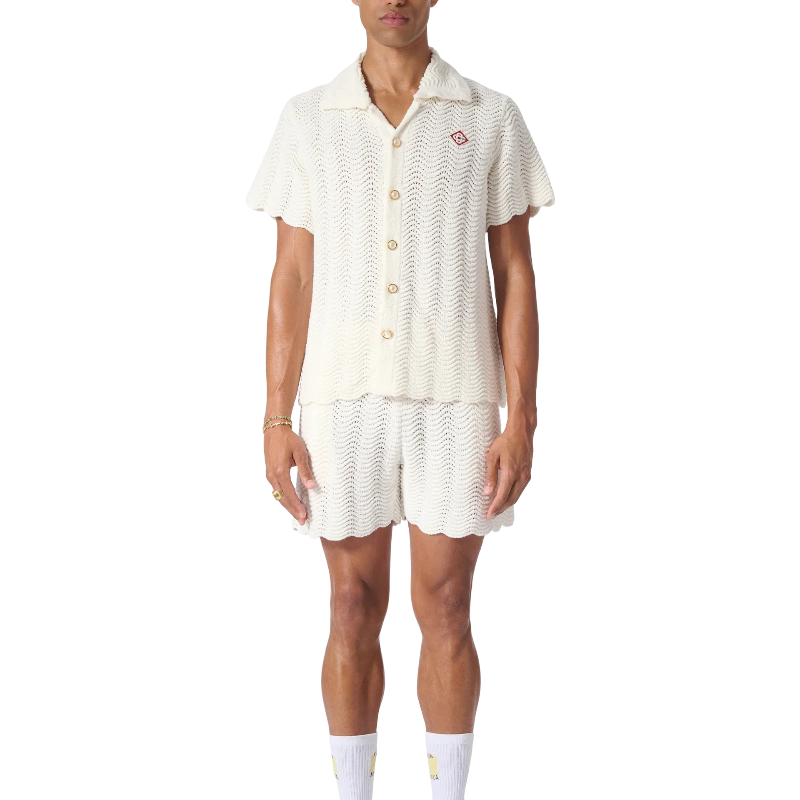 Camisa Casablanca Wavy Gradient Crochet Blanca SS24