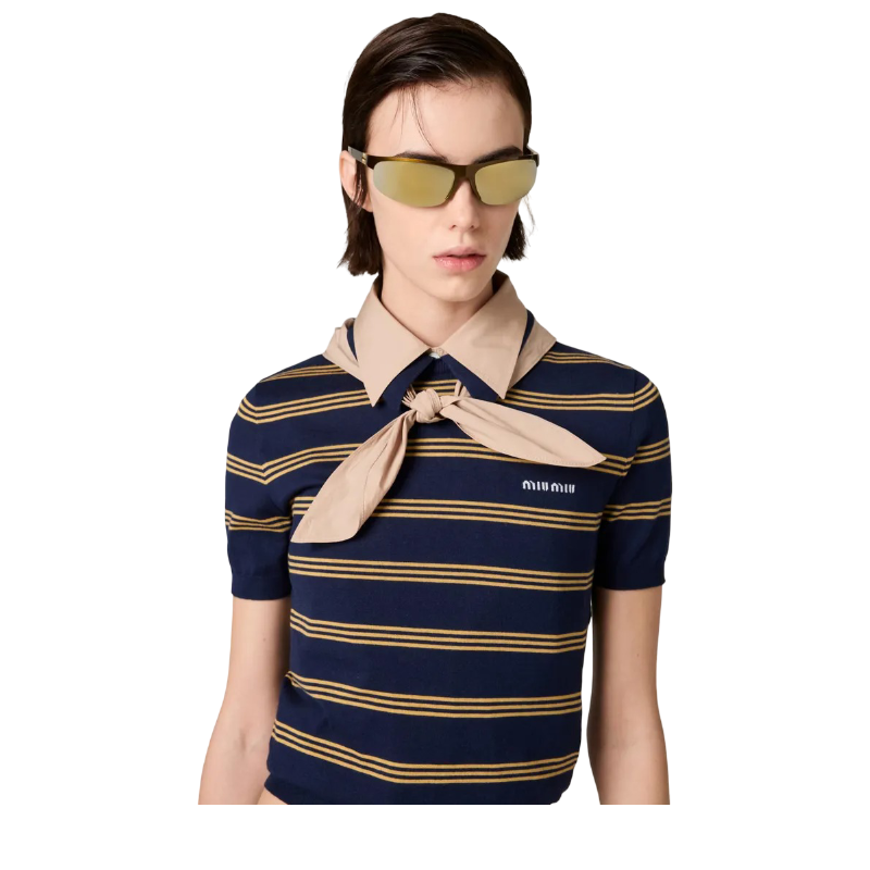 Suéter Polo Miu Miu de Rayas en Casimir y Seda