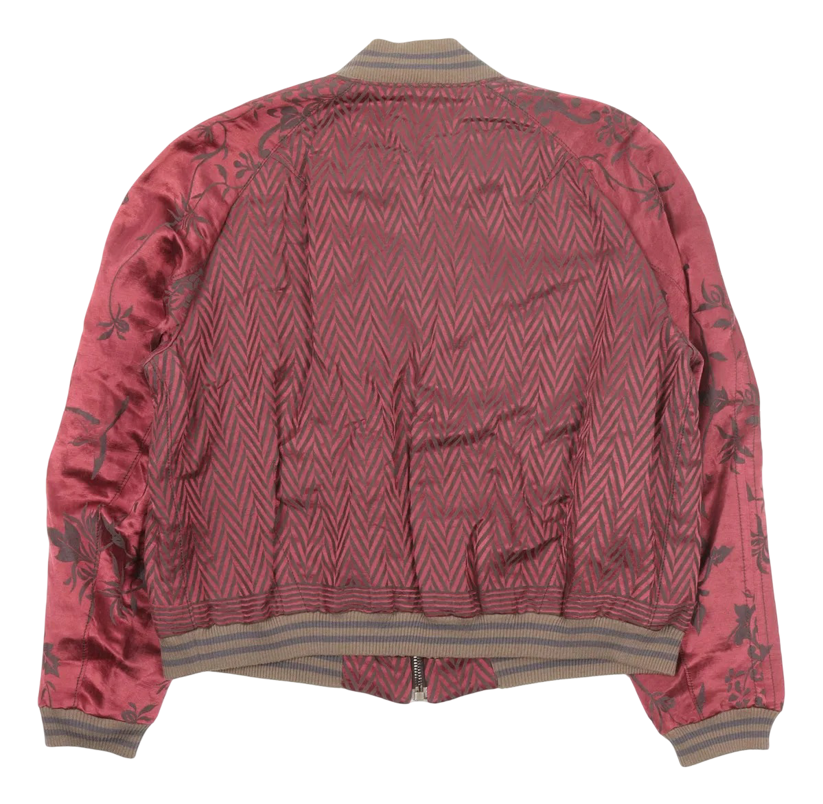 Haider Ackermann Fw15 Cheveron Silk/linen Floral Bomber
