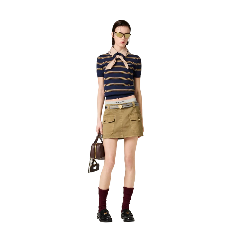 Suéter Polo Miu Miu de Rayas en Casimir y Seda