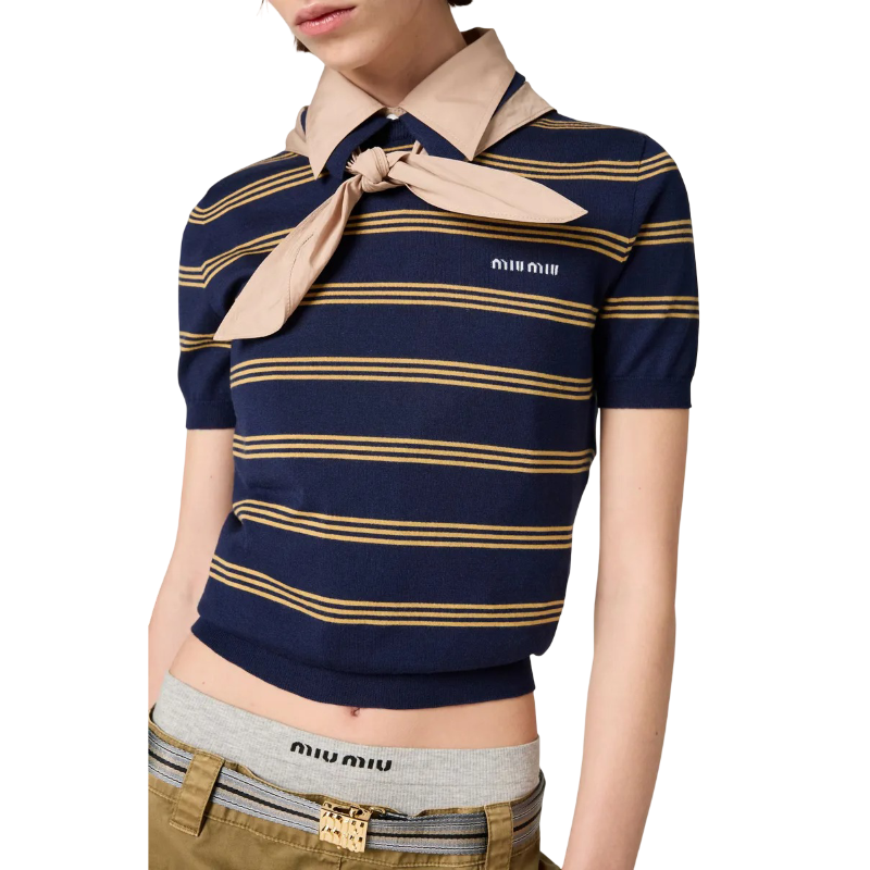 Suéter Polo Miu Miu de Rayas en Casimir y Seda