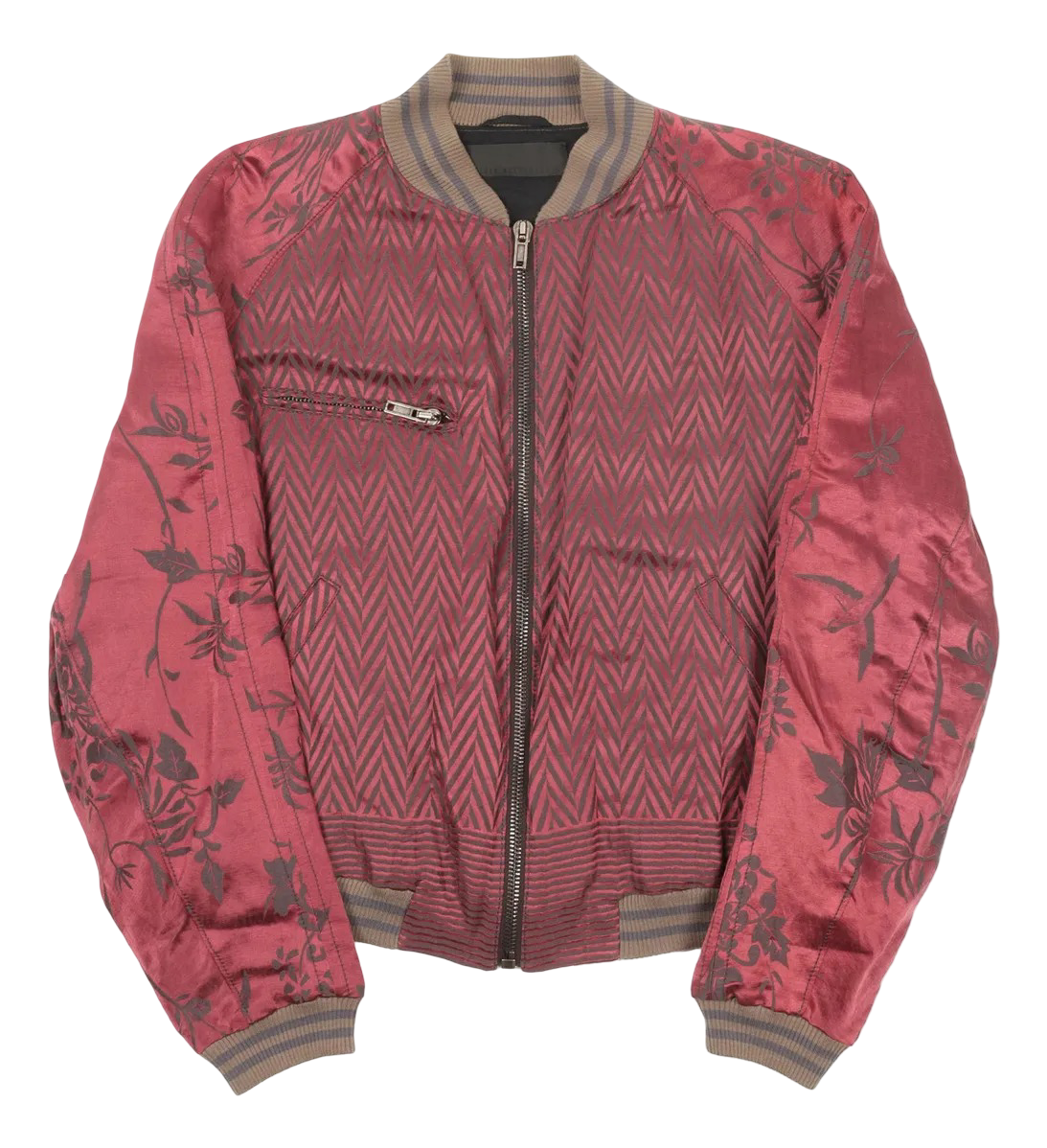 Haider Ackermann Fw15 Cheveron Silk/linen Floral Bomber