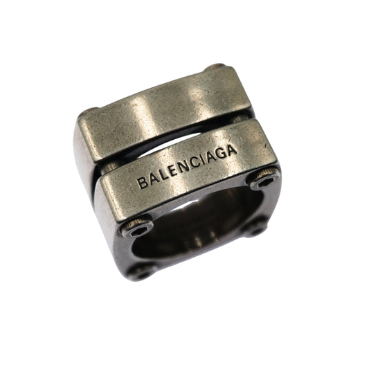 Balenciaga Anillo Silver Gear Plate