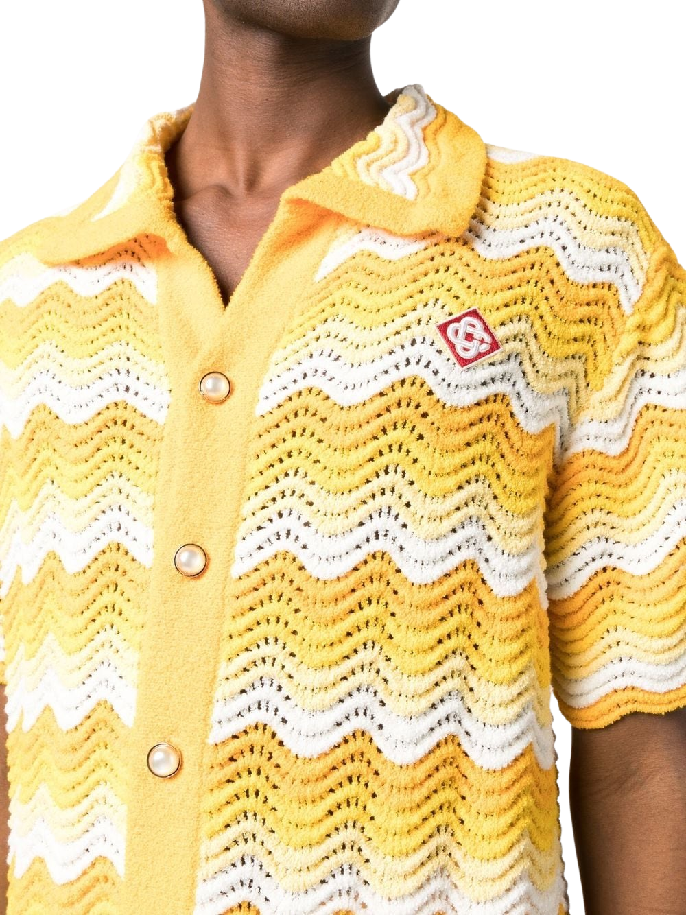 camisa de punto abierto con degradado ondulado