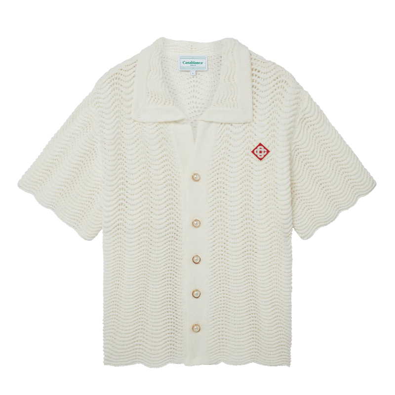 Camisa Casablanca Wavy Gradient Crochet Blanca SS24