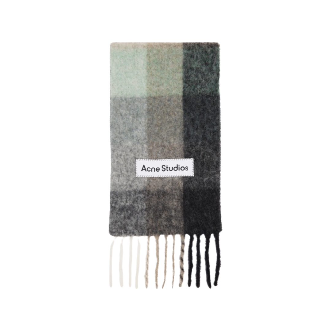 Bufanda Cuadros Mohair Gris