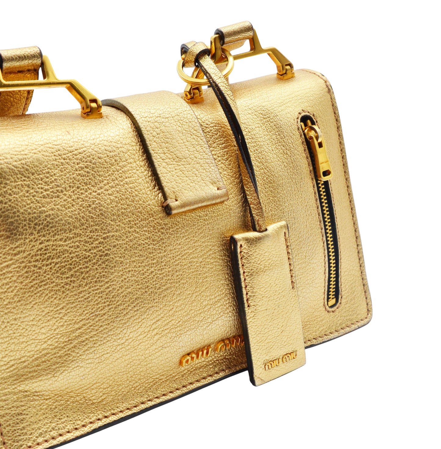 Bolsa Miu Miu Gold Sheepskin Shoulder Bag