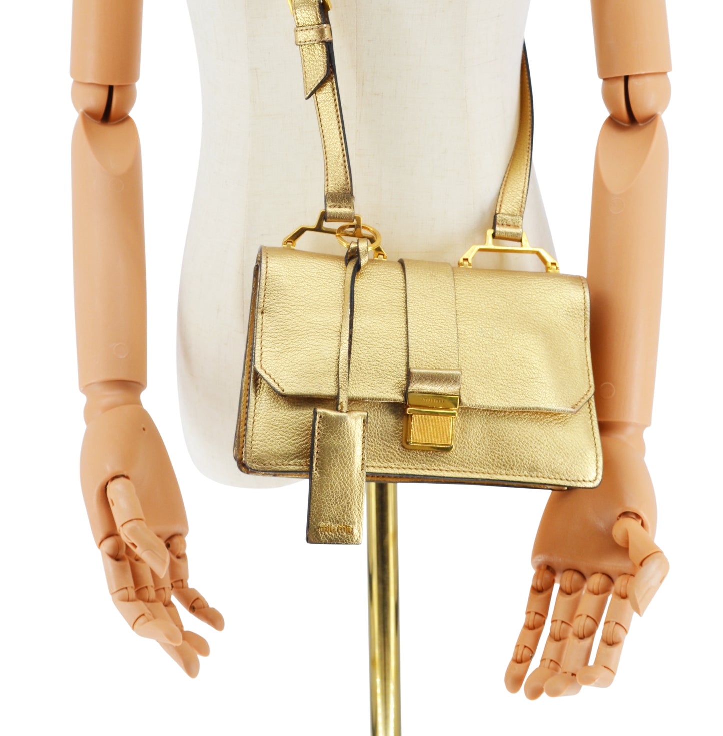 Bolsa Miu Miu Gold Sheepskin Shoulder Bag