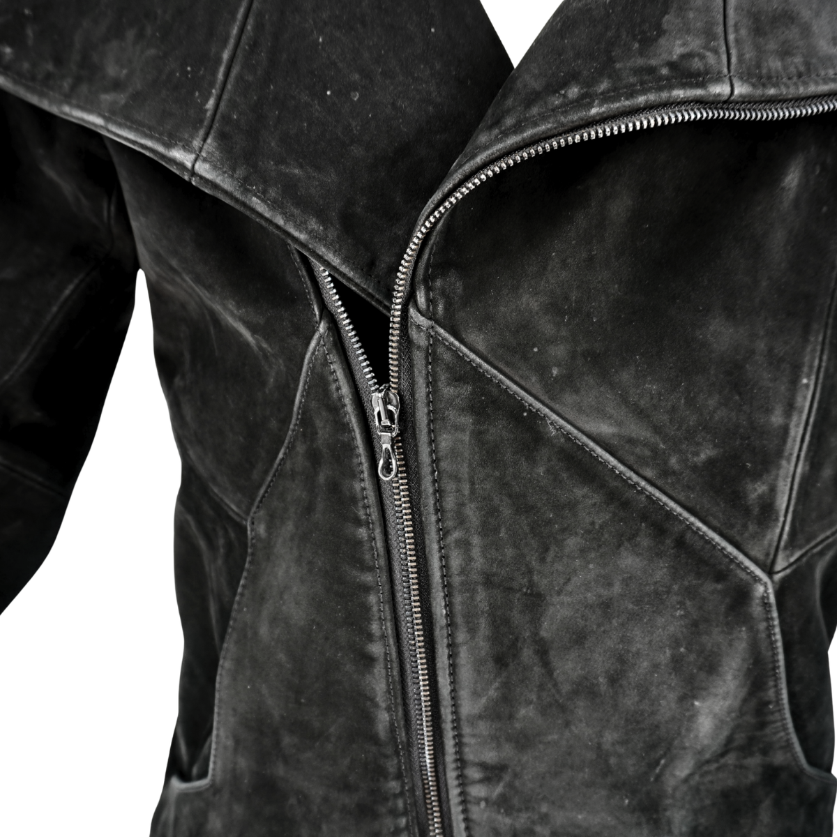 Chamarra Rick Owens Stooges Diagonal Zip Suede