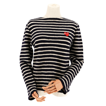Suéter Comme des Garçons Striped Knit Red Heart Patch PLAY
