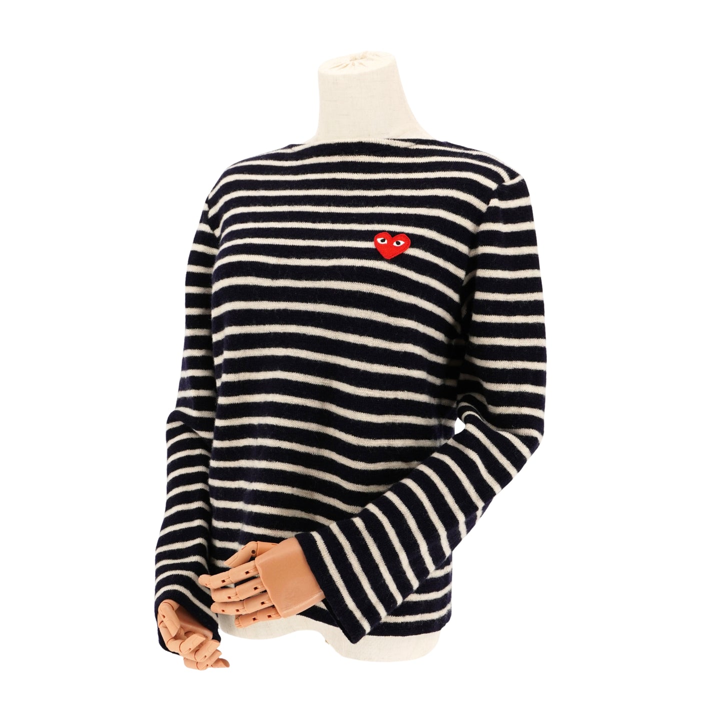 Suéter Comme des Garçons Striped Knit Red Heart Patch PLAY