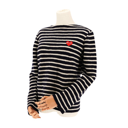 Suéter Comme des Garçons Striped Knit Red Heart Patch PLAY