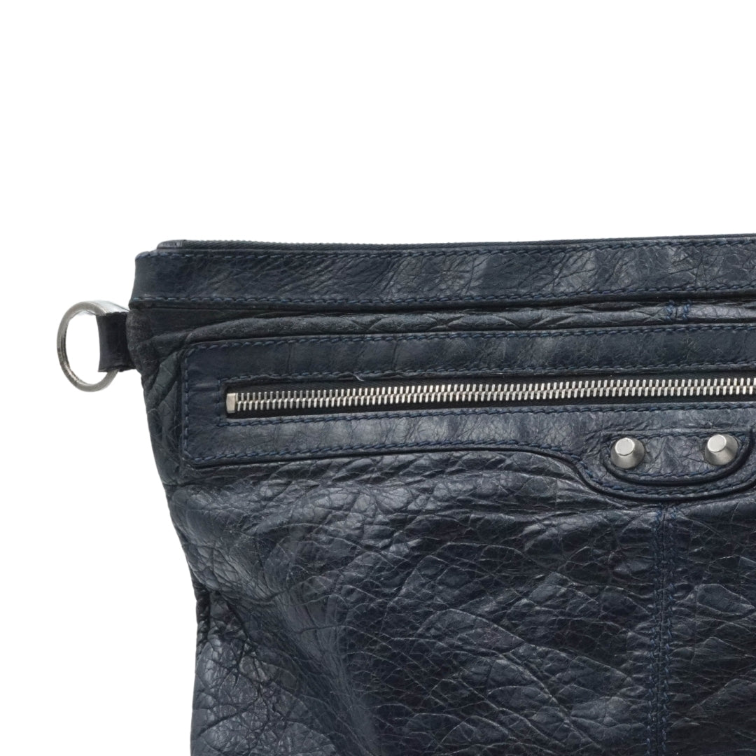 Bolsa Balenciaga Blue Motocross Classic Clip L Clutch Bag