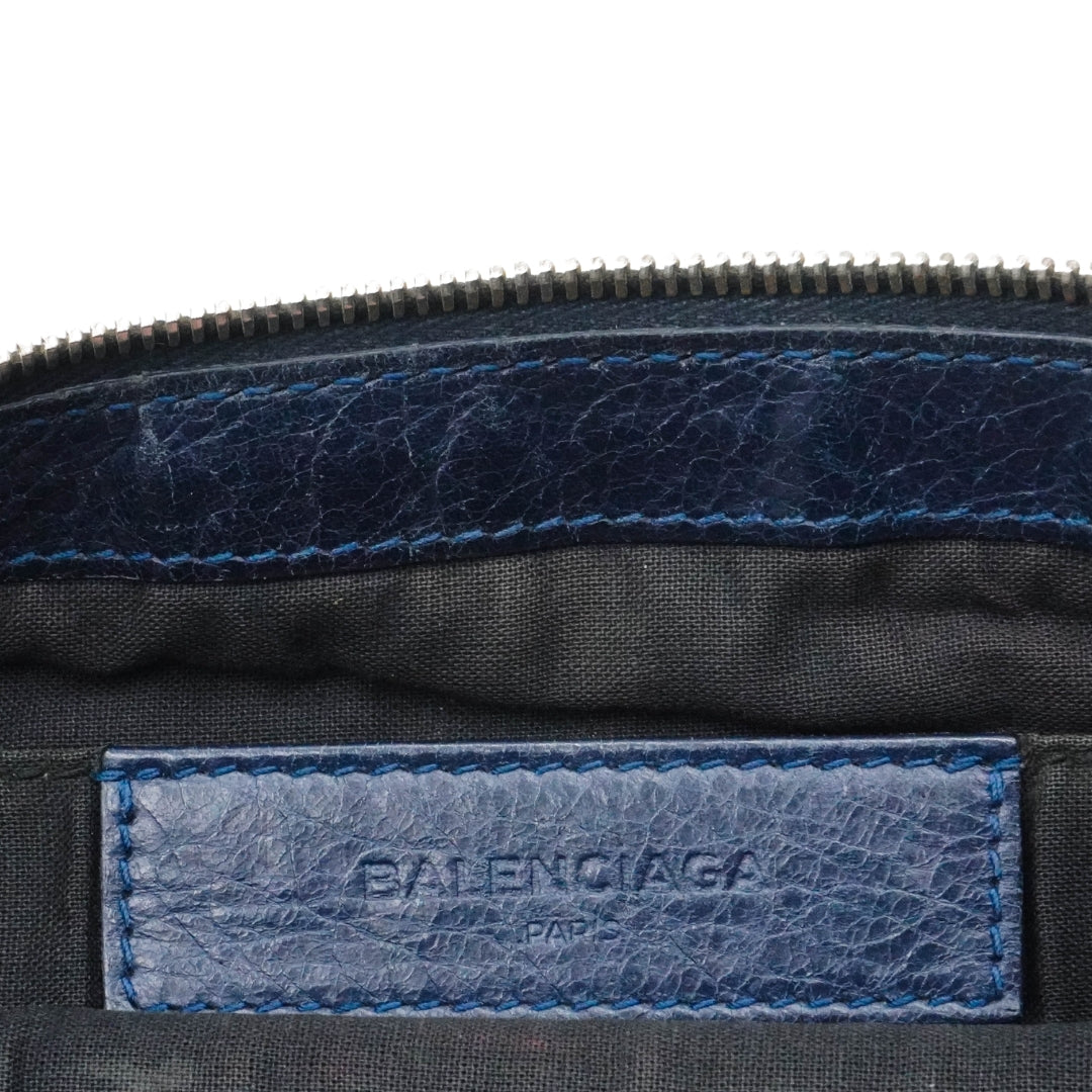 Bolsa Balenciaga Blue Motocross Classic Clip L Clutch Bag