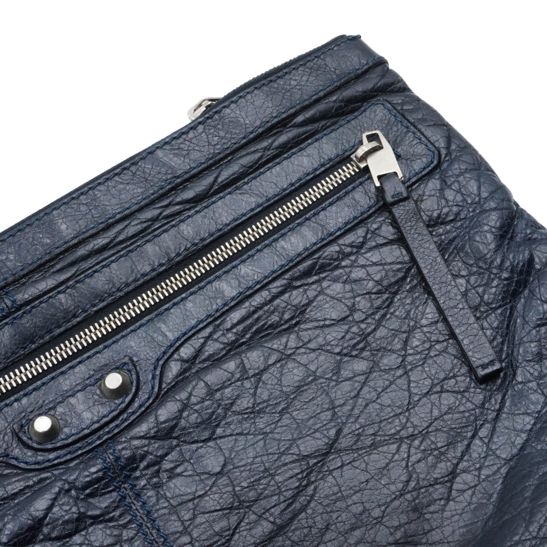 Bolsa Balenciaga Blue Motocross Classic Clip L Clutch Bag