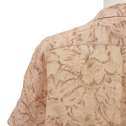 Camisa Dries Van Noten Ramie Floral Botanical Embroidery Beige