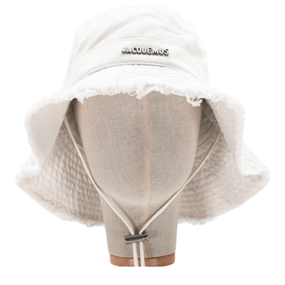 Bucket Hat Jacquemus Le bob Artichaut Blanco Distressed