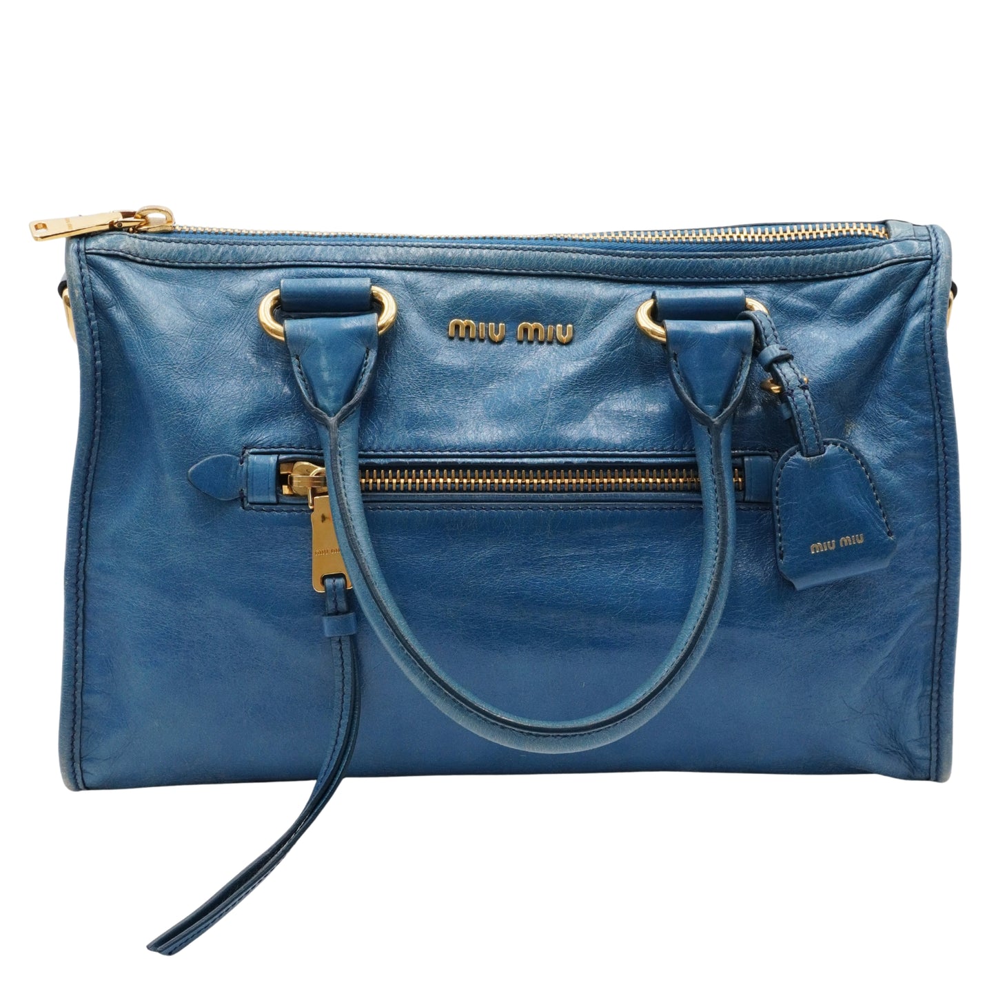 Bolsa Miu Miu Blue Glazed Leather