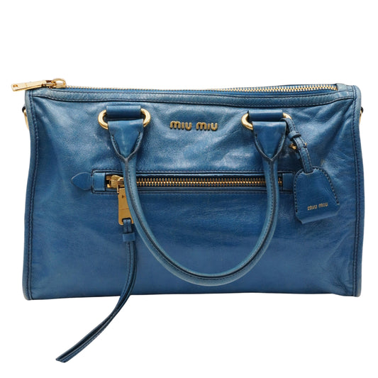 Bolsa Miu Miu Blue Glazed Leather