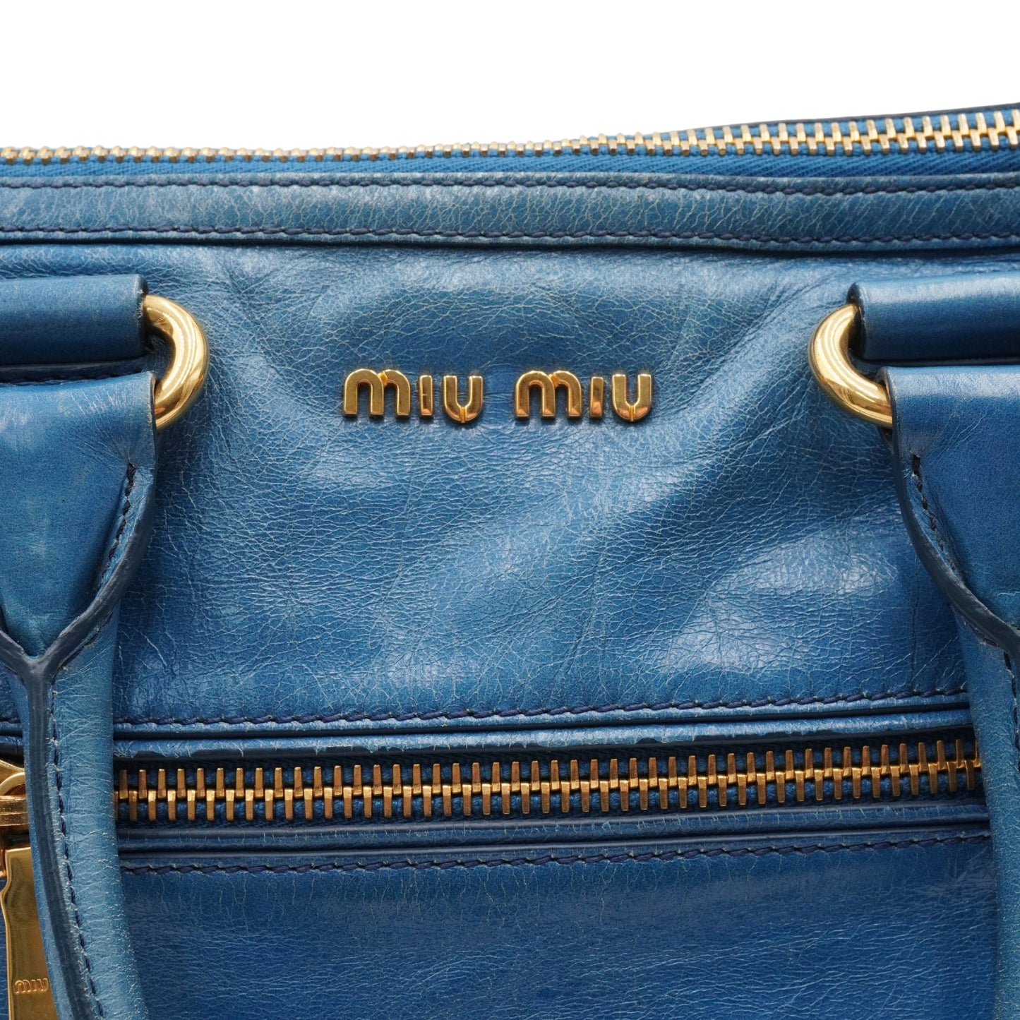 Bolsa Miu Miu Blue Glazed Leather