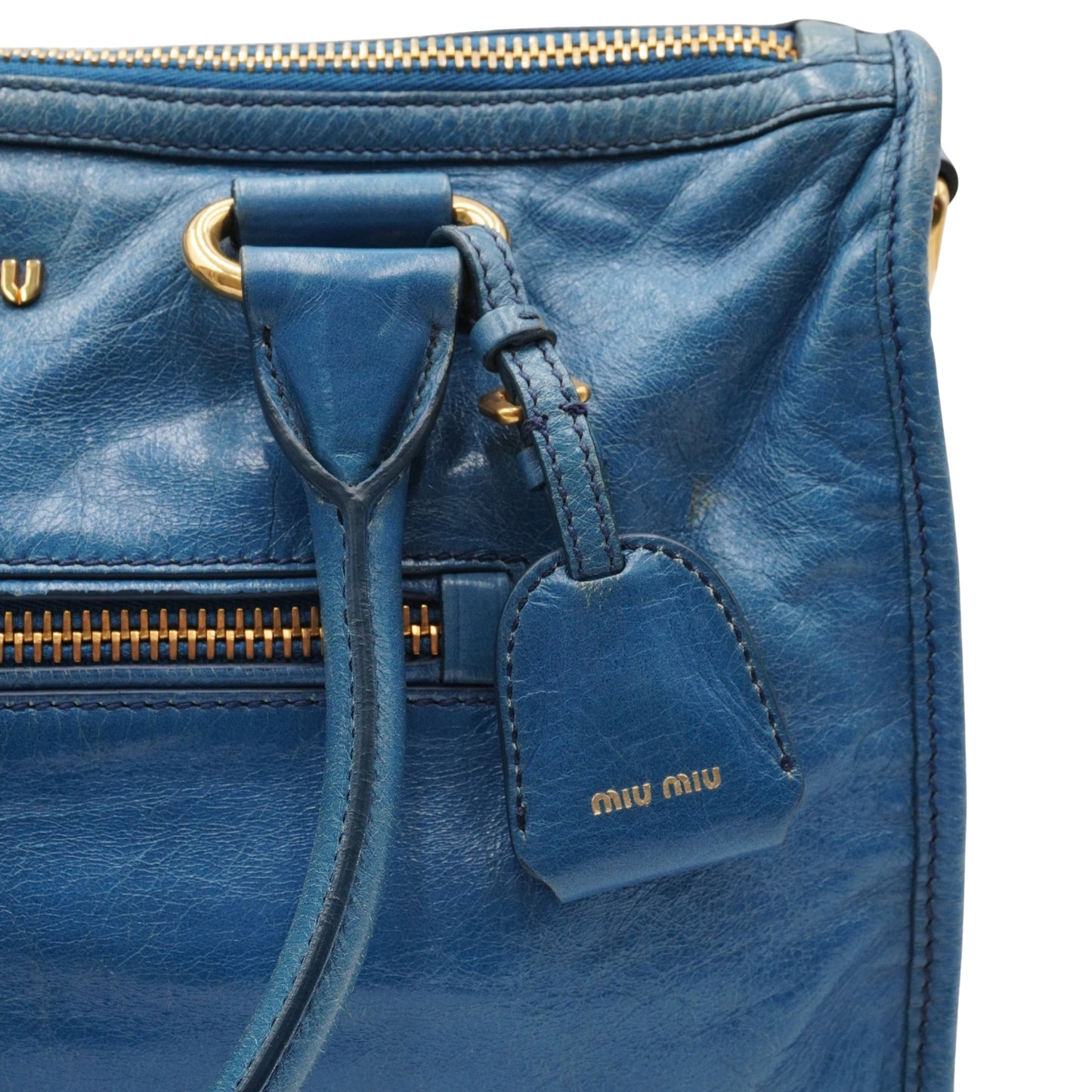 Bolsa Miu Miu Blue Glazed Leather