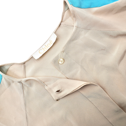 Blusa Chloé Silk Blue Stripe