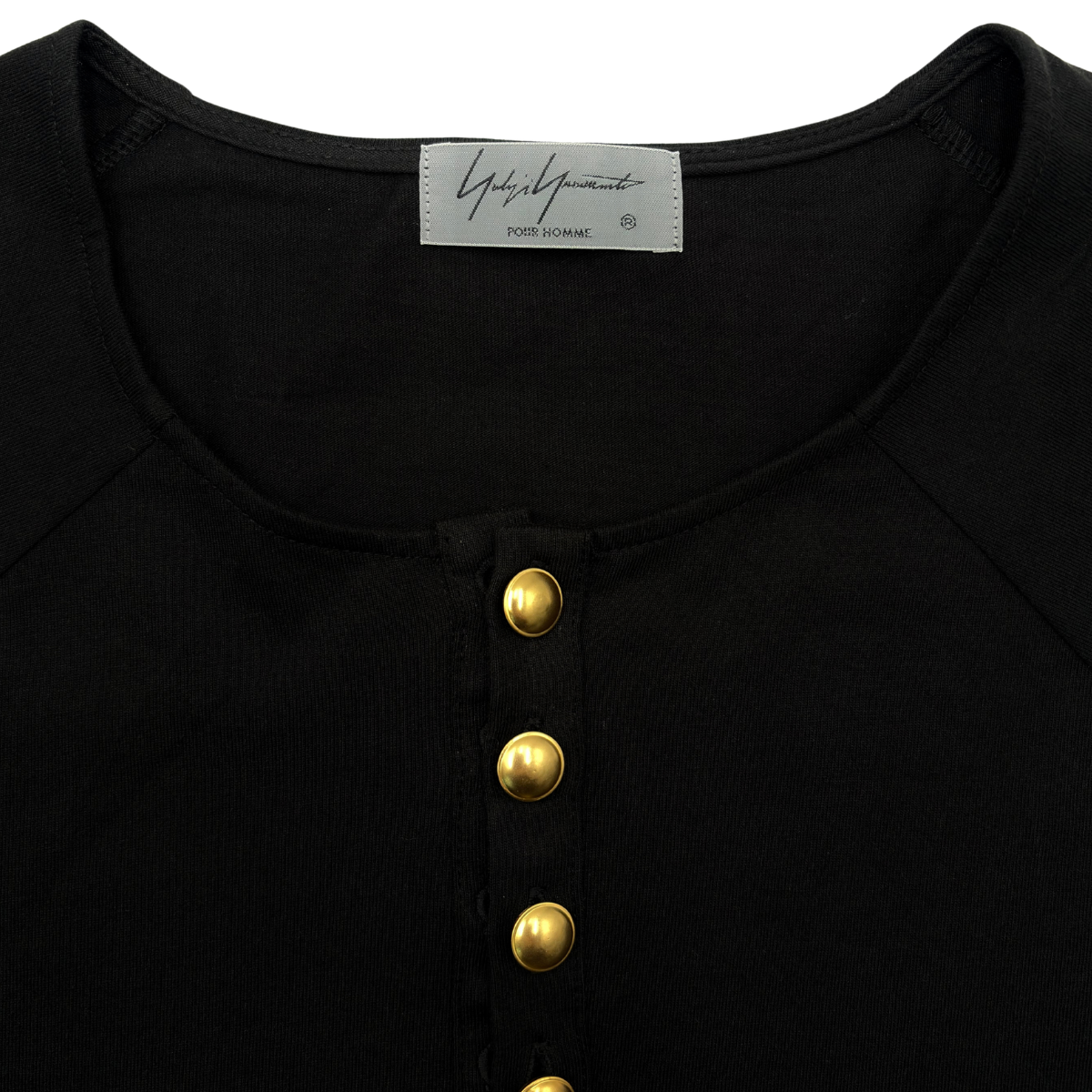 Playera Yohji Yamamoto Henley Negro