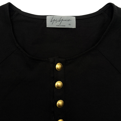 Playera Yohji Yamamoto Henley Negro