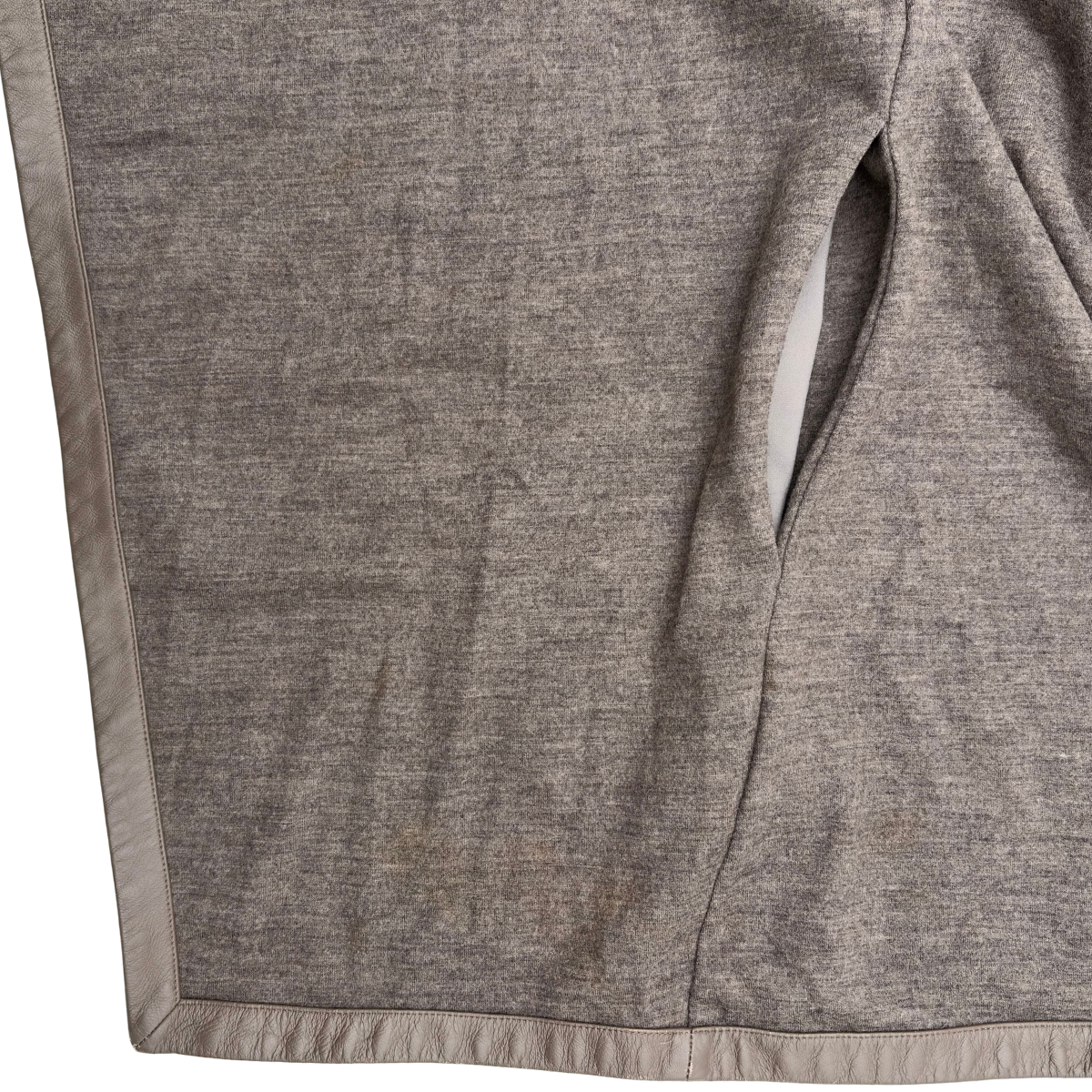 Chamarra Helmut Lang Wool Leather Trim Gris