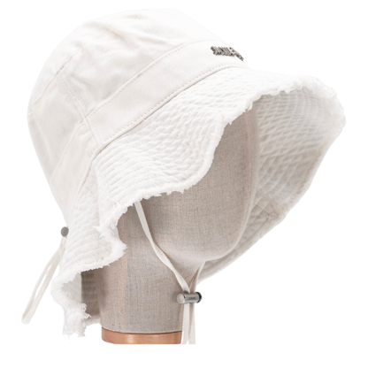 Bucket Hat Jacquemus Le bob Artichaut Blanco Distressed