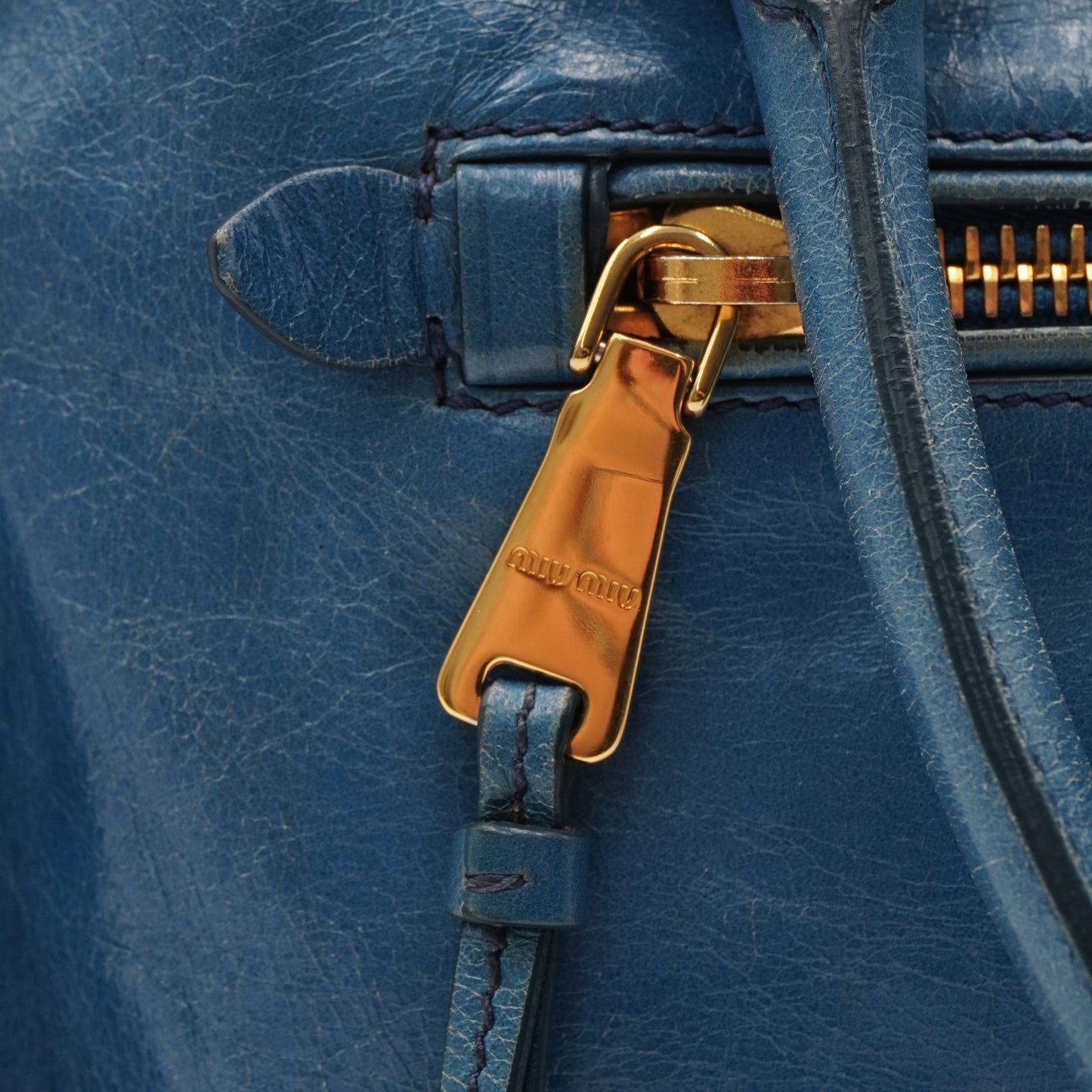 Bolsa Miu Miu Blue Glazed Leather