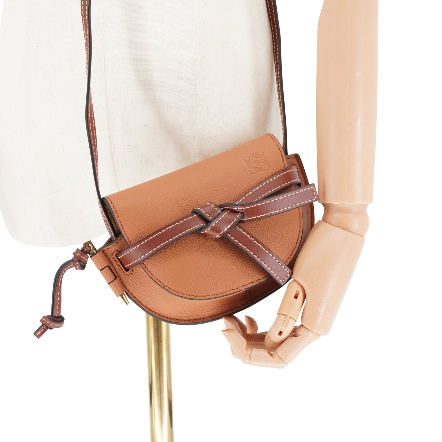 Loewe Caramel Brown Leather Mini Gate Crossbody Bag
