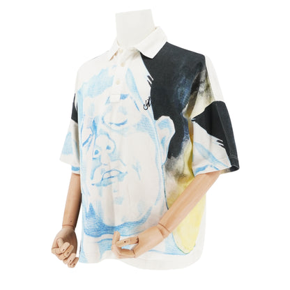 Playera Polo JW Anderson Blue Graphic Face Print