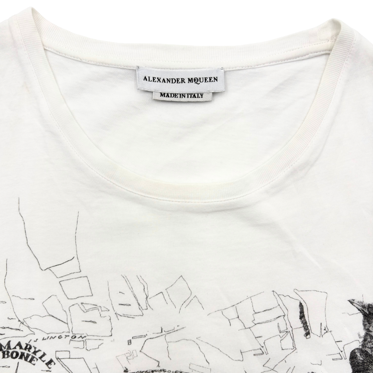 Playera Alexander McQueen London Map Skull Blanco