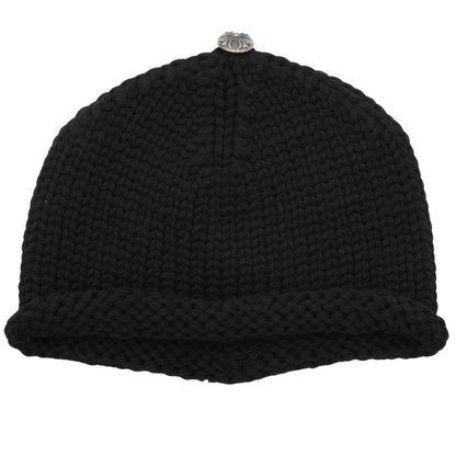 Chrome Hearts Beanie Silver Base Black Stitched Cross Frozen Cap