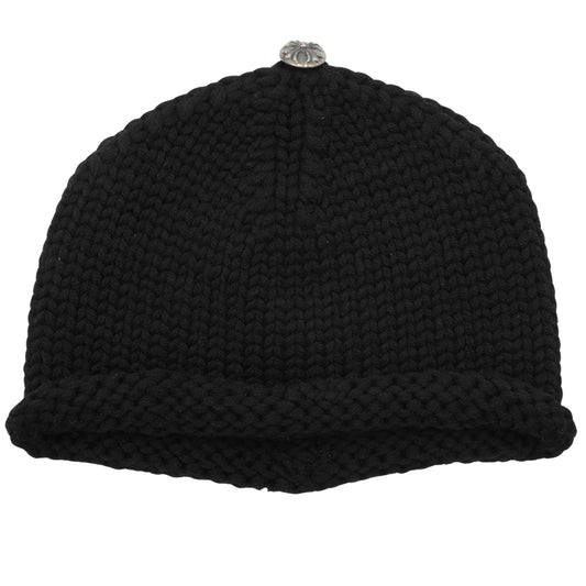 Chrome Hearts Beanie Silver Base Black Stitched Cross Frozen Cap