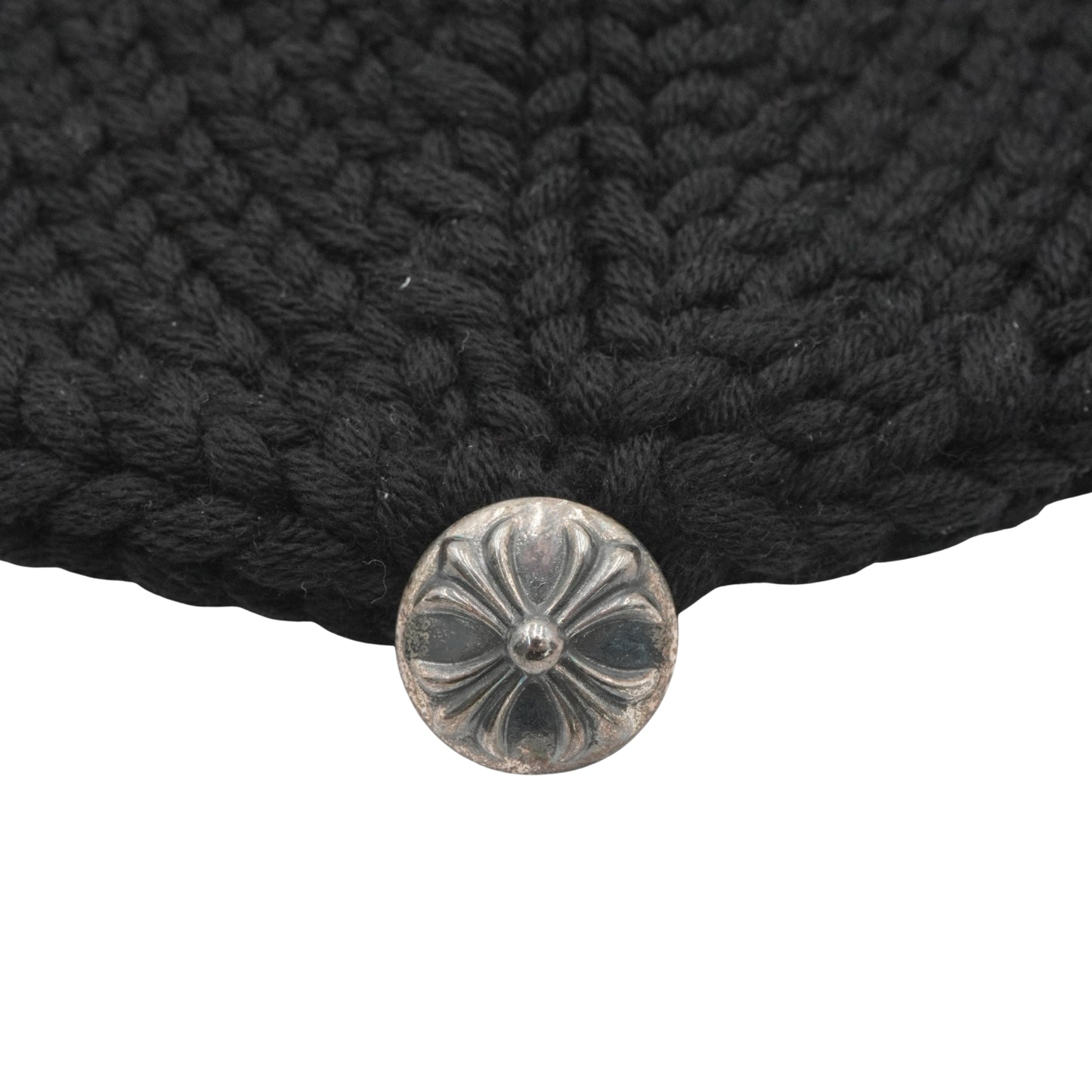 Chrome Hearts Beanie Silver Base Black Stitched Cross Frozen Cap