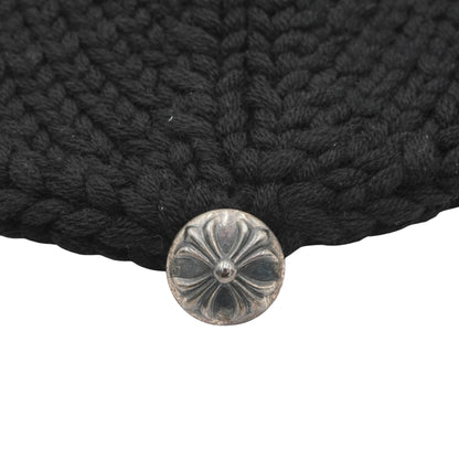 Chrome Hearts Beanie Silver Base Black Stitched Cross Frozen Cap