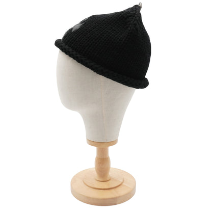 Chrome Hearts Beanie Silver Base Black Stitched Cross Frozen Cap