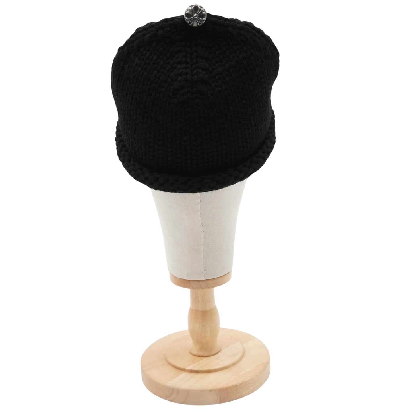 Chrome Hearts Beanie Silver Base Black Stitched Cross Frozen Cap