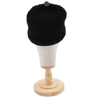 Chrome Hearts Beanie Silver Base Black Stitched Cross Frozen Cap