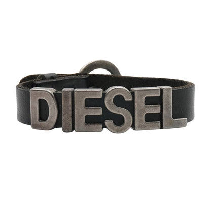 Pulsera Diesel Logo Leather and Steel Black
