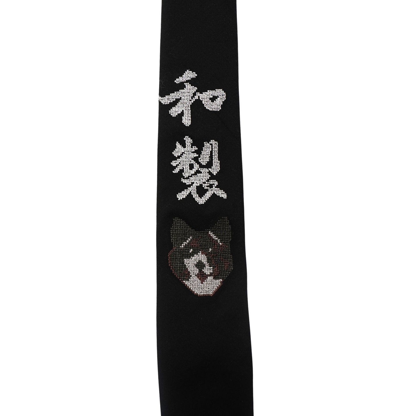 Yohji Yamamoto Corbata Embroidered Dog Kanji Black