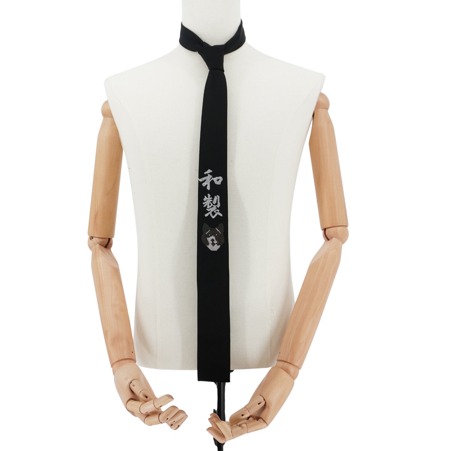 Yohji Yamamoto Corbata Embroidered Dog Kanji Black