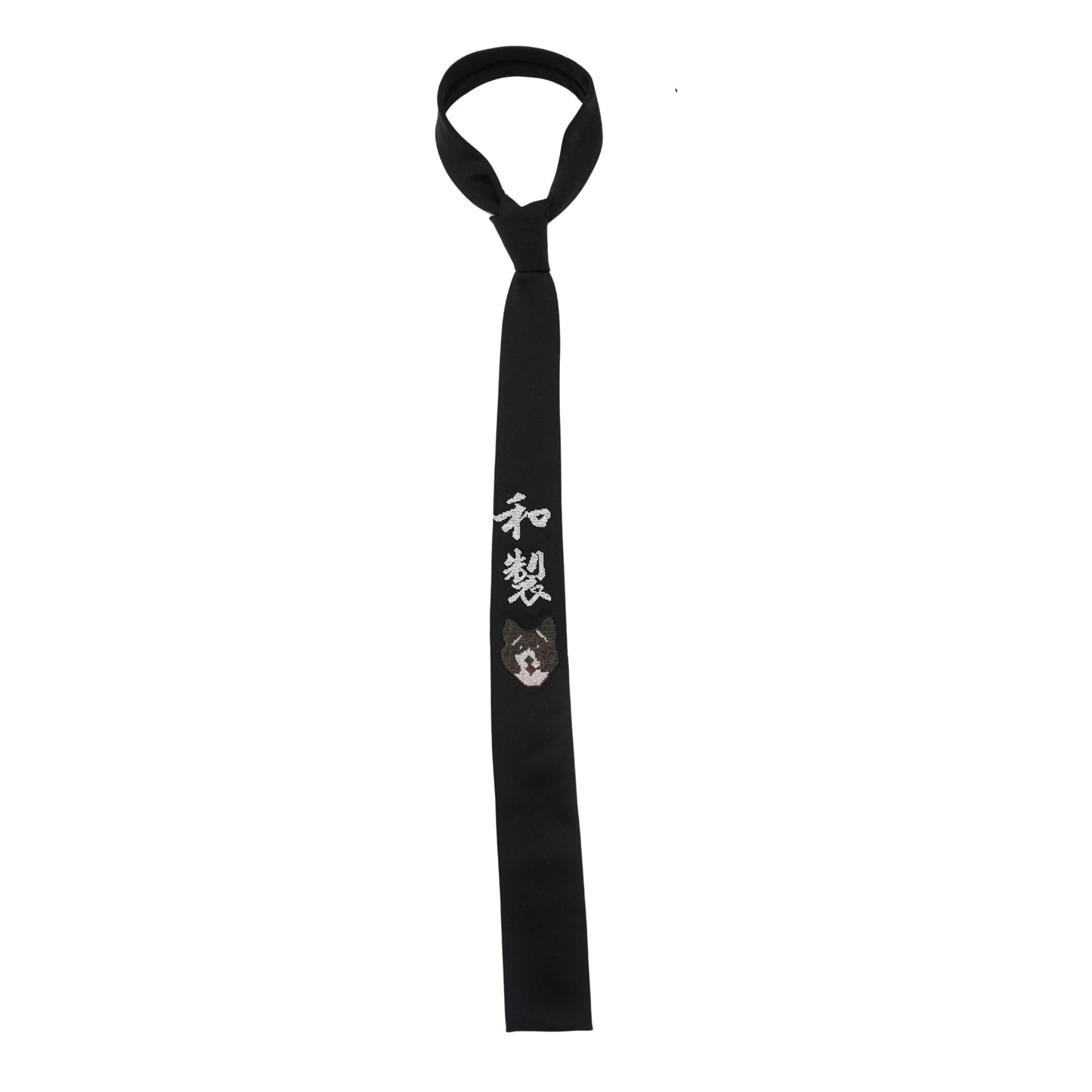 Yohji Yamamoto Corbata Embroidered Dog Kanji Black